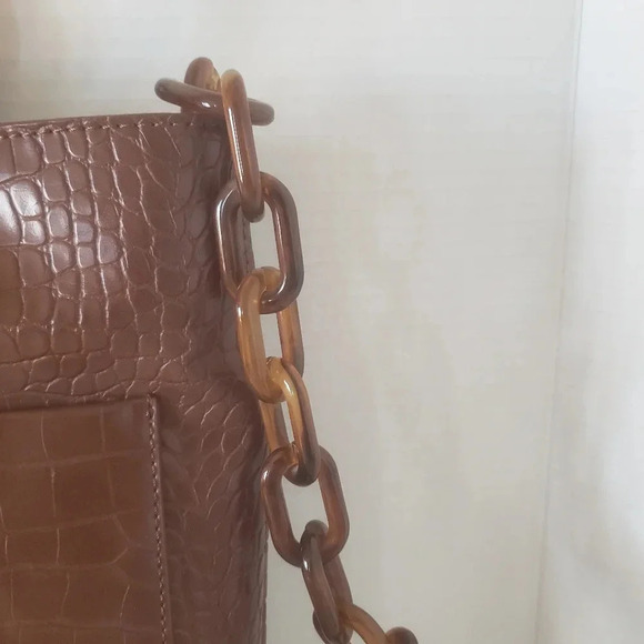Studio 33 Looking Snatched  Brown Croc Embossed Bucket Bag. - Picture 5 of 9